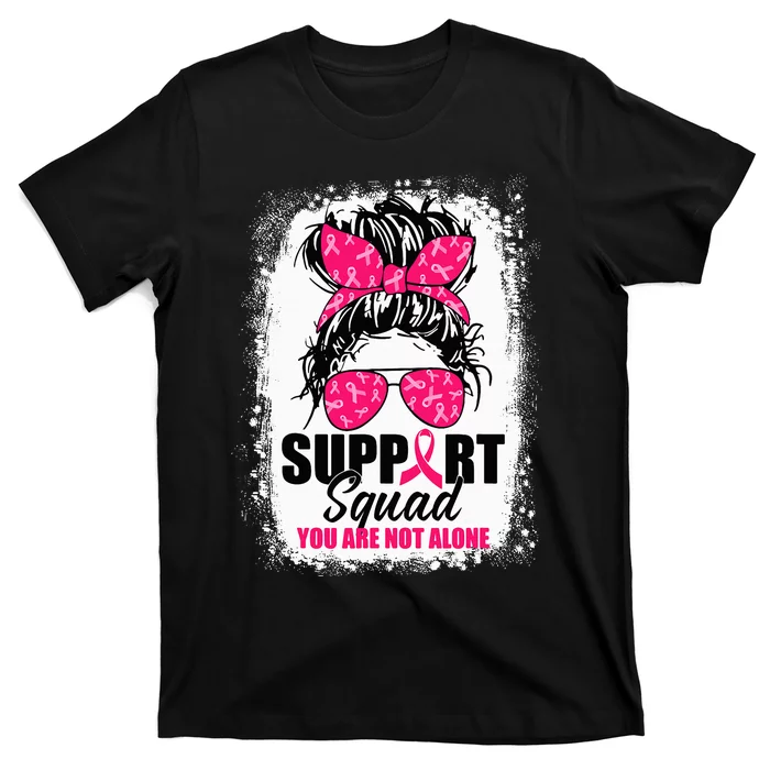 Support Squad Messy Bun Warrior Breast Cancer Awareness T-Shirt