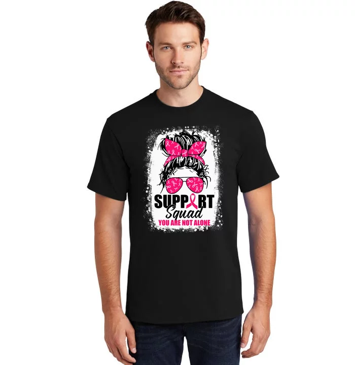 Support Squad Messy Bun Warrior Breast Cancer Awareness Tall T-Shirt