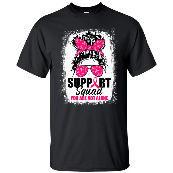 Support Squad Messy Bun Warrior Breast Cancer Awareness Tall T-Shirt