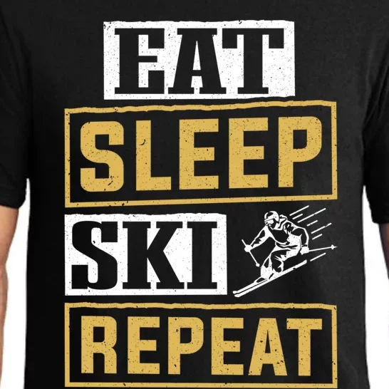 Skiier Skiing Mountain Eat Sleep Ski Repeat Cool Gift Pajama Set