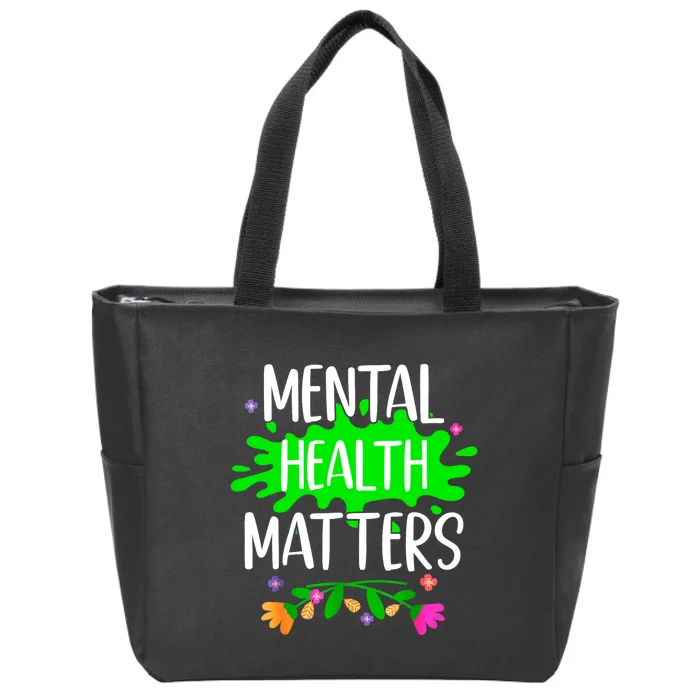 Support Squad Mental Health Awareness Lime Green Ribbon Zip Tote Bag