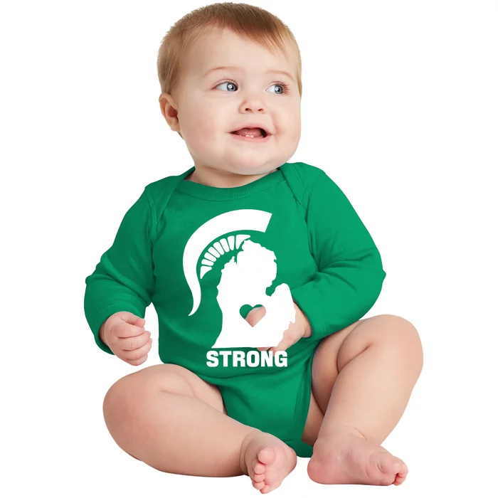 SPARTAN STRONG MSU ST Patricks Day Baby Long Sleeve Bodysuit