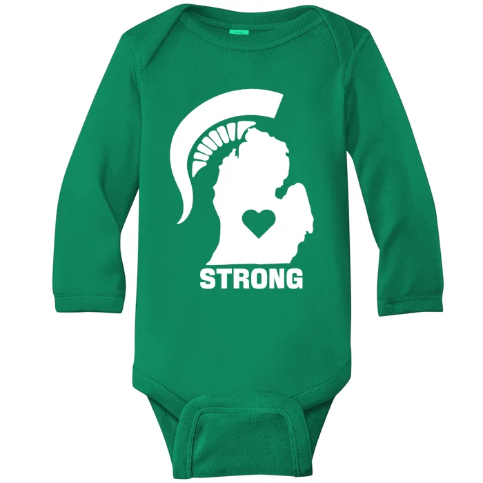 SPARTAN STRONG MSU ST Patricks Day Baby Long Sleeve Bodysuit