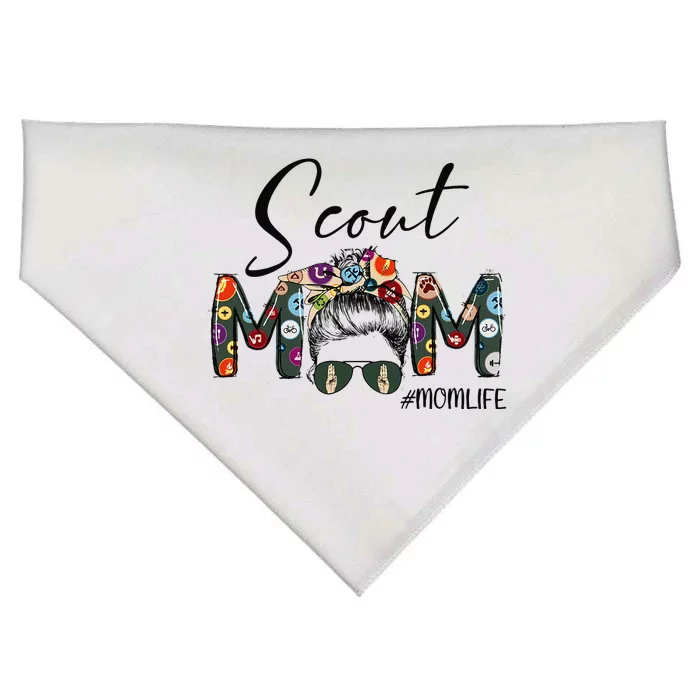 Scouting Scout Mom Life Messy Bun Hair Mother's Day USA-Made Doggie Bandana