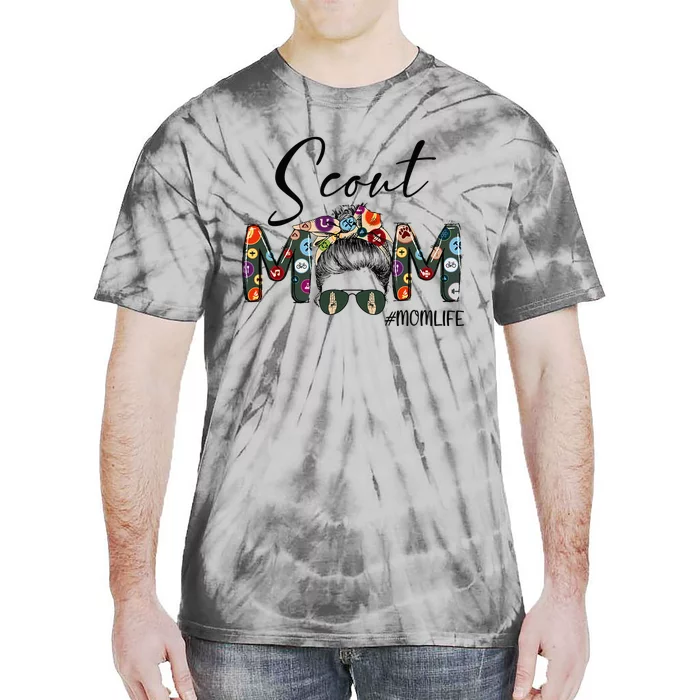 Scouting Scout Mom Life Messy Bun Hair Mother's Day Tie-Dye T-Shirt