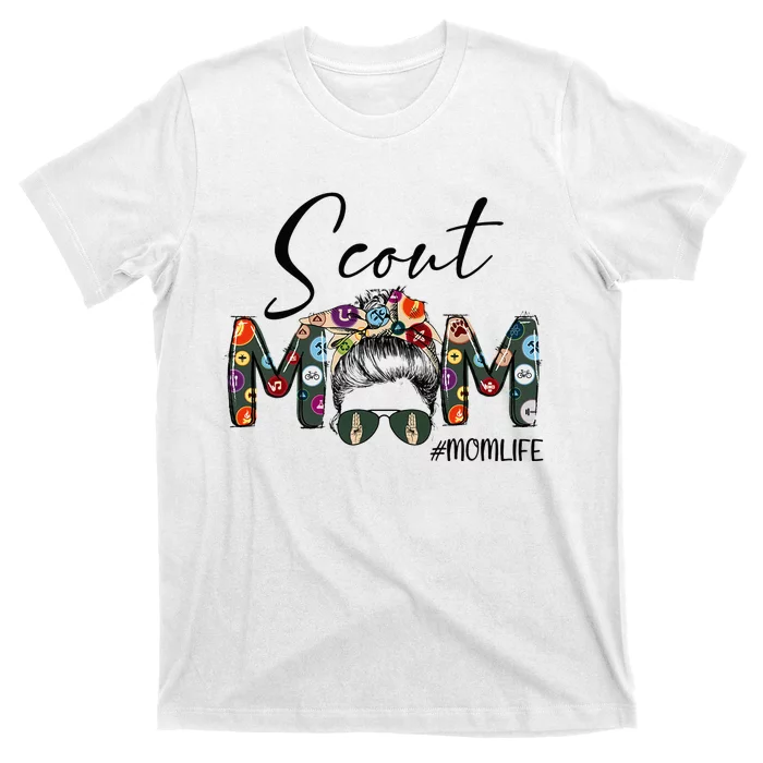 Scouting Scout Mom Life Messy Bun Hair Mother's Day T-Shirt