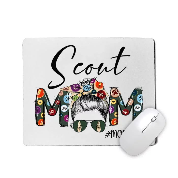 Scouting Scout Mom Life Messy Bun Hair Mother's Day Mousepad