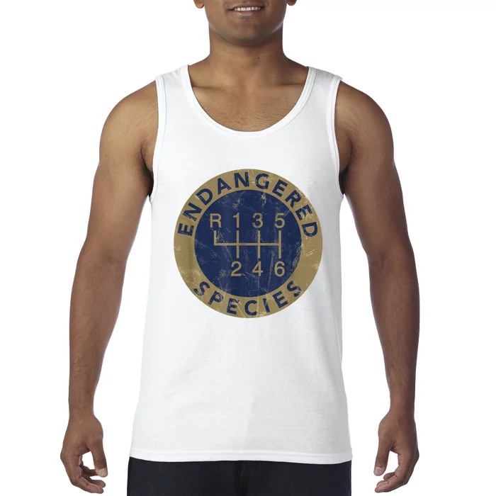 Stick Shift Manual Endangered Species Funny Car Racing Tank Top