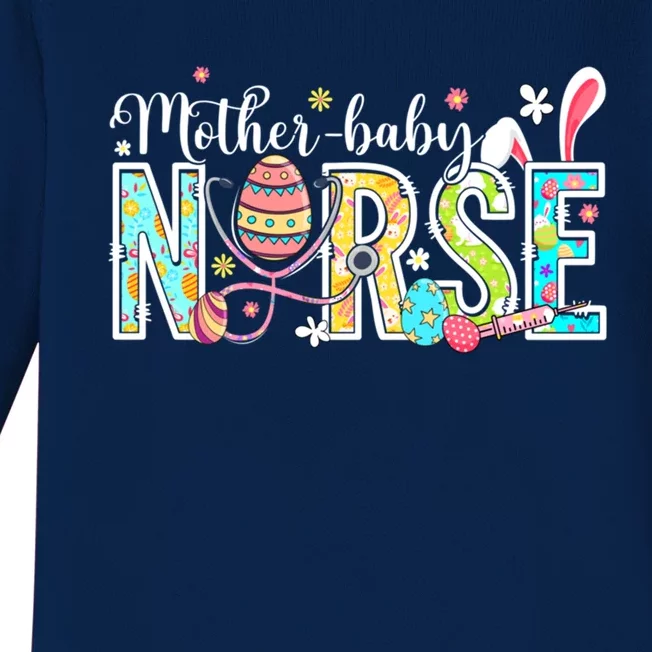 Stethoscope Scrub Mother Nurse Life Bunny Easter Day Gift Baby Long Sleeve Bodysuit