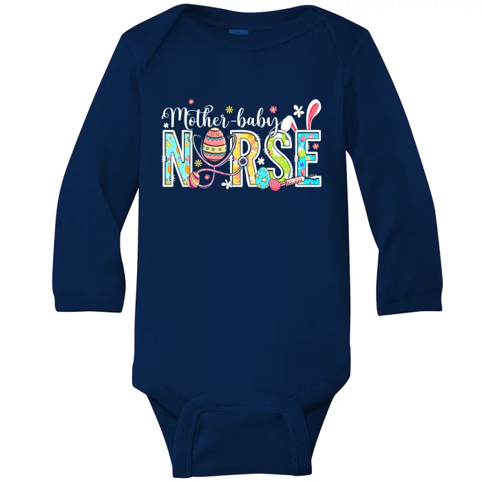 Stethoscope Scrub Mother Nurse Life Bunny Easter Day Gift Baby Long Sleeve Bodysuit