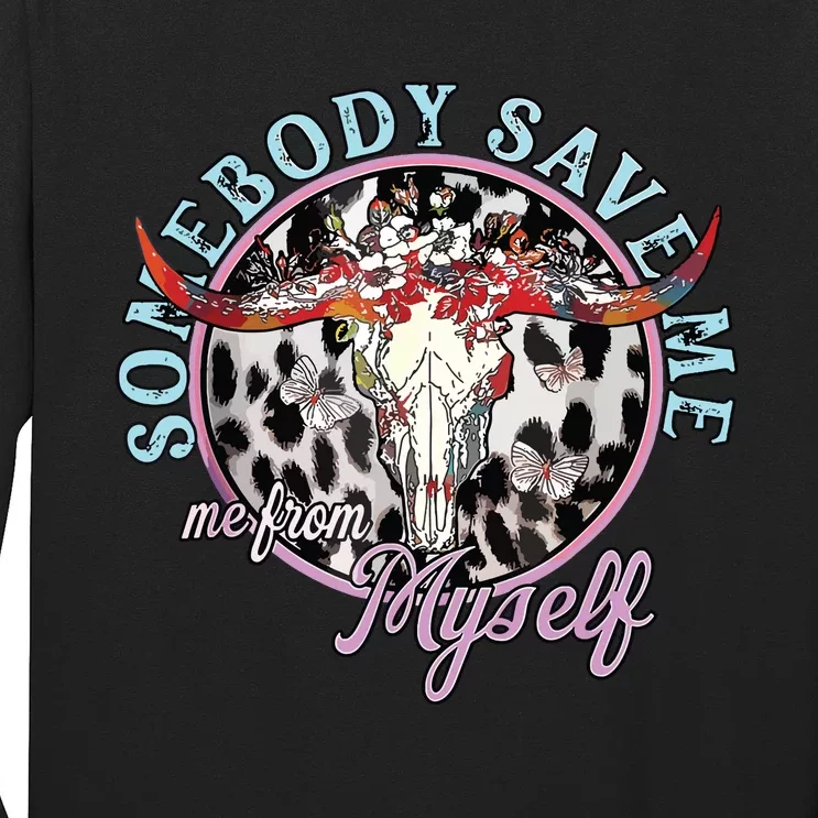 Somebody Save Me Country Music Retro Cowgirl Long Sleeve Shirt