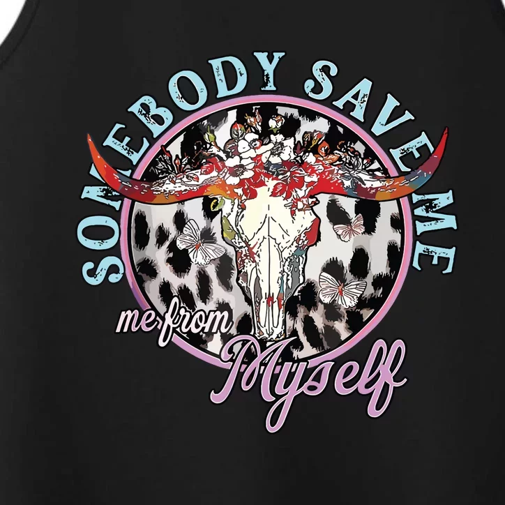 Somebody Save Me Country Music Retro Cowgirl Performance Tank