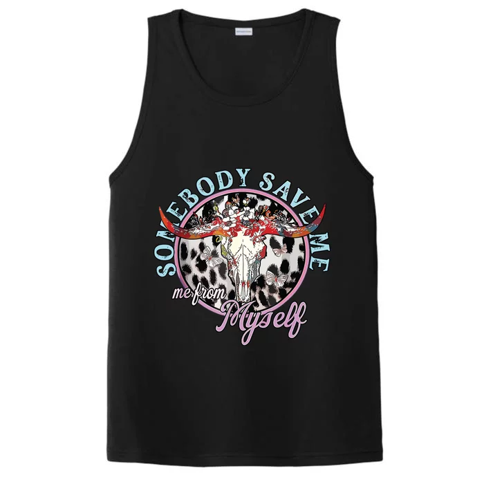 Somebody Save Me Country Music Retro Cowgirl Performance Tank