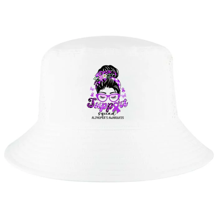 Support Squad Messy Bun Leopard Alzheimer's Awareness Cool Comfort Performance Bucket Hat