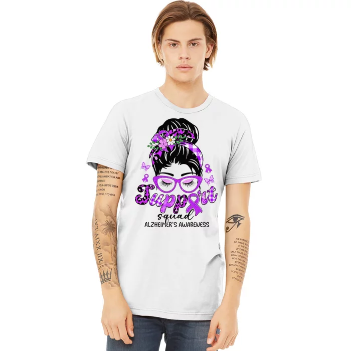 Support Squad Messy Bun Leopard Alzheimer's Awareness Premium T-Shirt