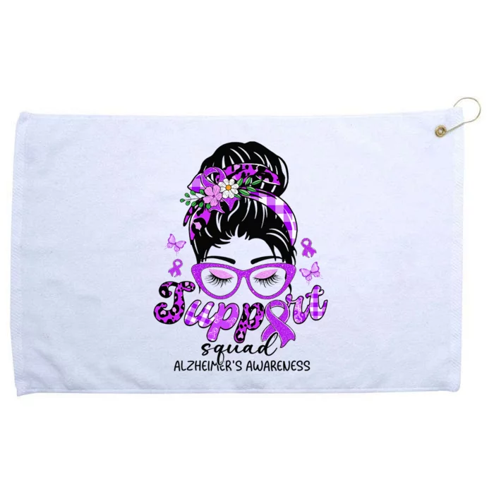 Support Squad Messy Bun Leopard Alzheimer's Awareness Grommeted Golf Towel