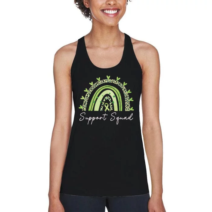 Support Squad Mental Health Awareness Rainbow Green Ribbon Women's Racerback Tank