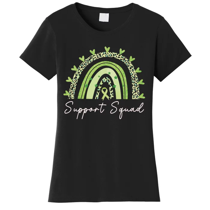 Support Squad Mental Health Awareness Rainbow Green Ribbon Women's T-Shirt