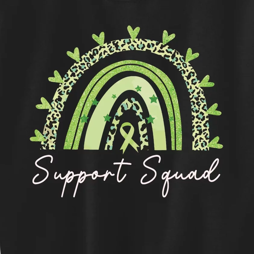 Support Squad Mental Health Awareness Rainbow Green Ribbon Kids Sweatshirt