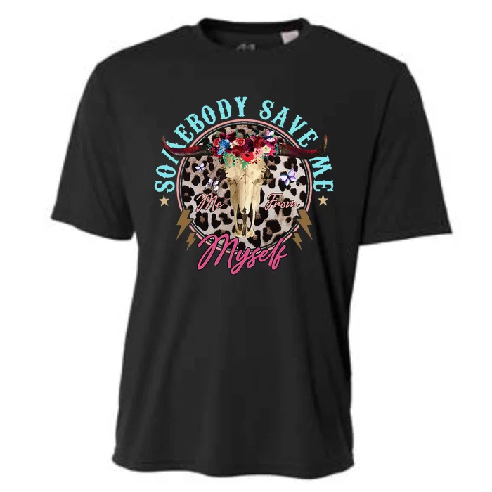 Somebody Save Me Country Music Retro Cowgirl Western Cooling Performance Crew T-Shirt