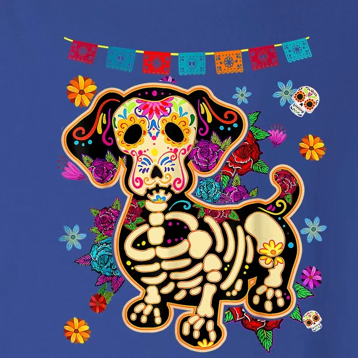 Sugar Skull Mexican Dachshund Bone Halloween Day Of Dead Toddler Long Sleeve Shirt