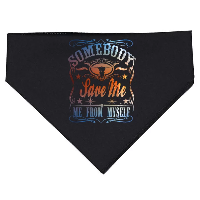 Somebody Save Me From Myself Bull Country USA-Made Doggie Bandana