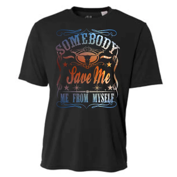 Somebody Save Me From Myself Bull Country Cooling Performance Crew T-Shirt