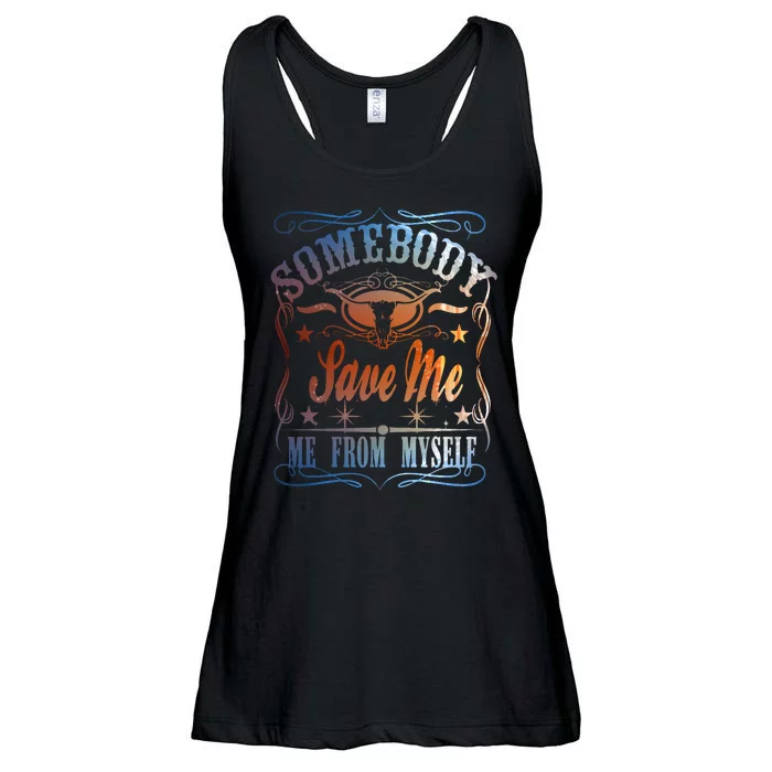 Somebody Save Me From Myself Bull Country Ladies Essential Flowy Tank