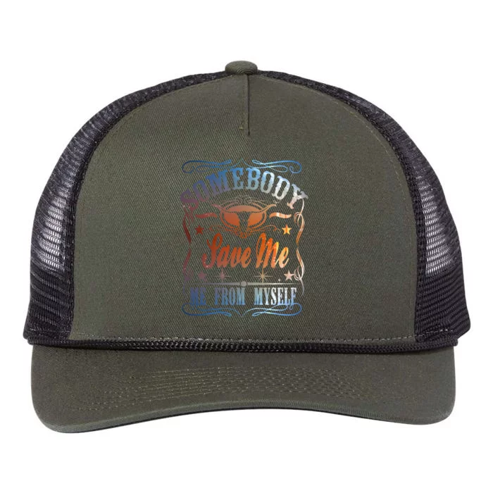 Somebody Save Me From Myself Bull Country Retro Rope Trucker Hat Cap