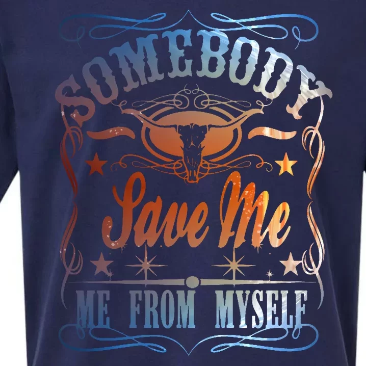 Somebody Save Me From Myself Bull Country Sueded Cloud Jersey T-Shirt