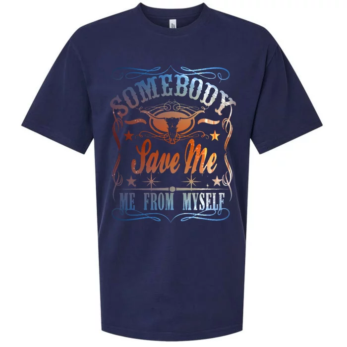 Somebody Save Me From Myself Bull Country Sueded Cloud Jersey T-Shirt