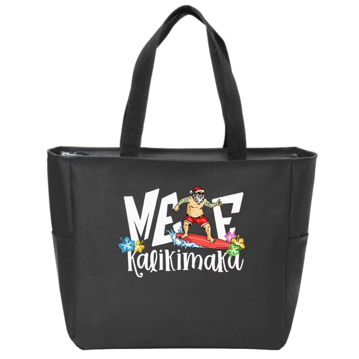 Surfing Santa Mele Kalikimaka Christmas In Hawaii Surf Beach Zip Tote Bag