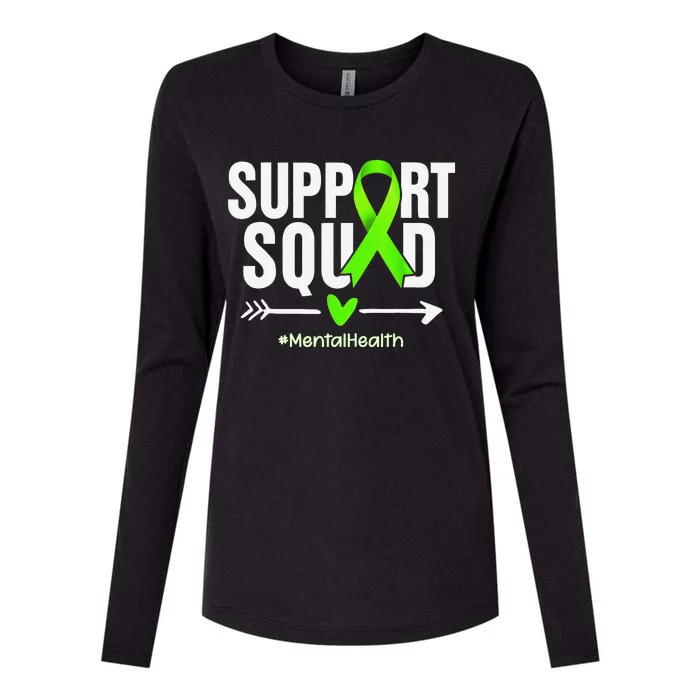 Support Squad Mental Health Awareness Green Ribbon Wo Womens Cotton Relaxed Long Sleeve T-Shirt