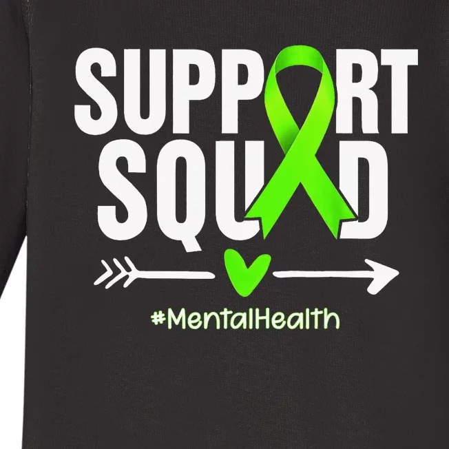 Support Squad Mental Health Awareness Green Ribbon Wo Baby Long Sleeve Bodysuit