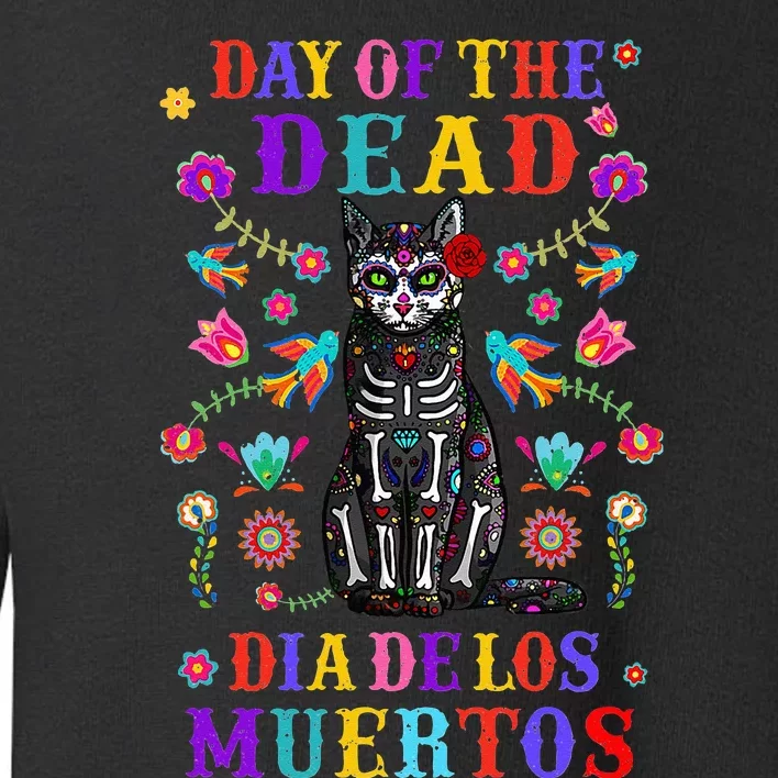 sugar skull mexican cat halloween day of dead Toddler Sweatshirt