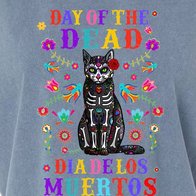 sugar skull mexican cat halloween day of dead Garment-Dyed Women's Muscle Tee