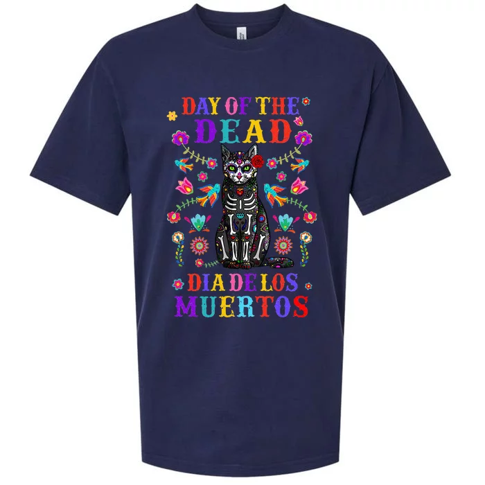 sugar skull mexican cat halloween day of dead Sueded Cloud Jersey T-Shirt