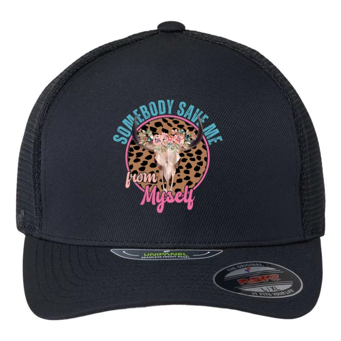 Somebody Save Me From Myself Country Music Retro Flexfit Unipanel Trucker Cap