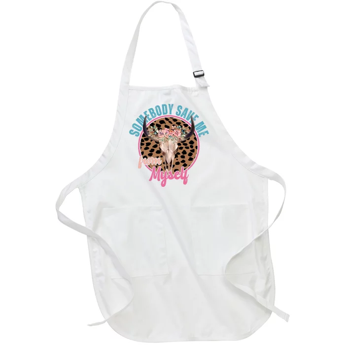 Somebody Save Me From Myself Country Music Retro Full-Length Apron With Pocket