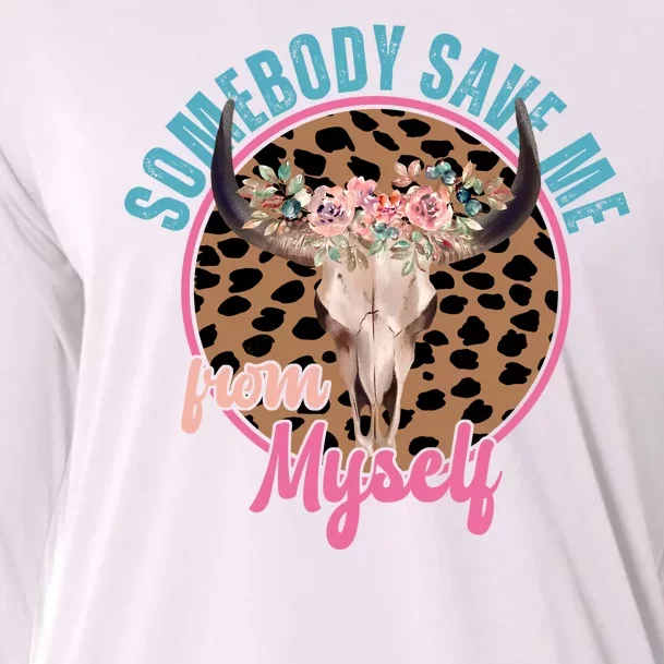 Somebody Save Me From Myself Country Music Retro Cooling Performance Long Sleeve Crew