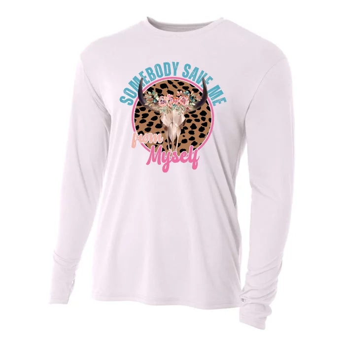 Somebody Save Me From Myself Country Music Retro Cooling Performance Long Sleeve Crew