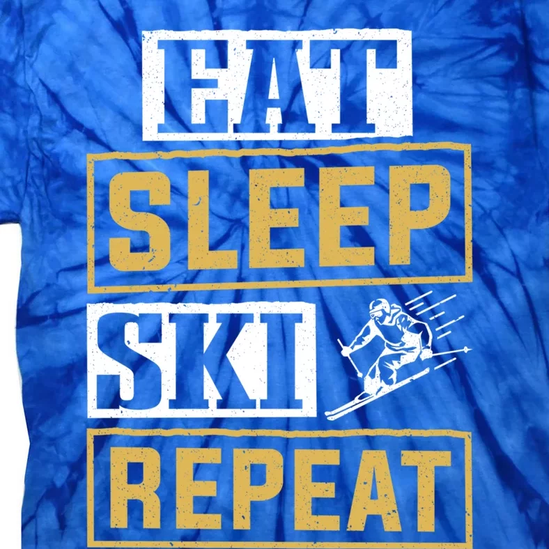 Skiier Skiing Mountain Eat Sleep Ski Repeat Gift Tie-Dye T-Shirt