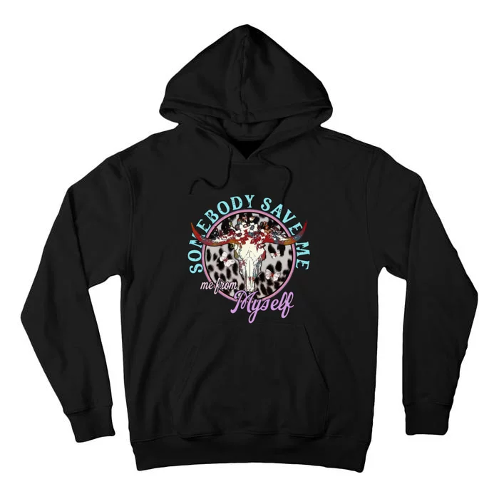 Somebody Save Me Country Music Retro Cowgirl Tall Hoodie