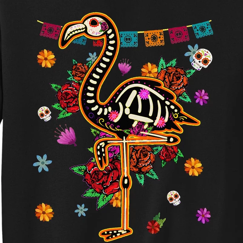 Sugar Skull Mexican Flamingo Bone Halloween Day Of Dead Tall Sweatshirt