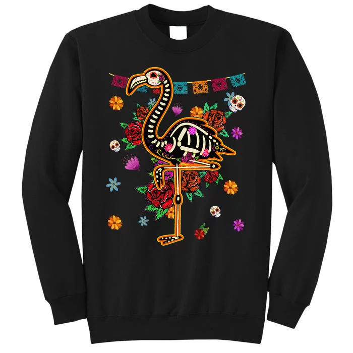 Sugar Skull Mexican Flamingo Bone Halloween Day Of Dead Tall Sweatshirt