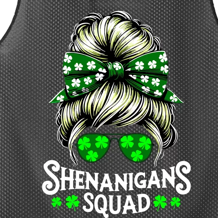 Shenanigans Squad Messy Bun St Patricks Day Mesh Reversible Basketball Jersey Tank