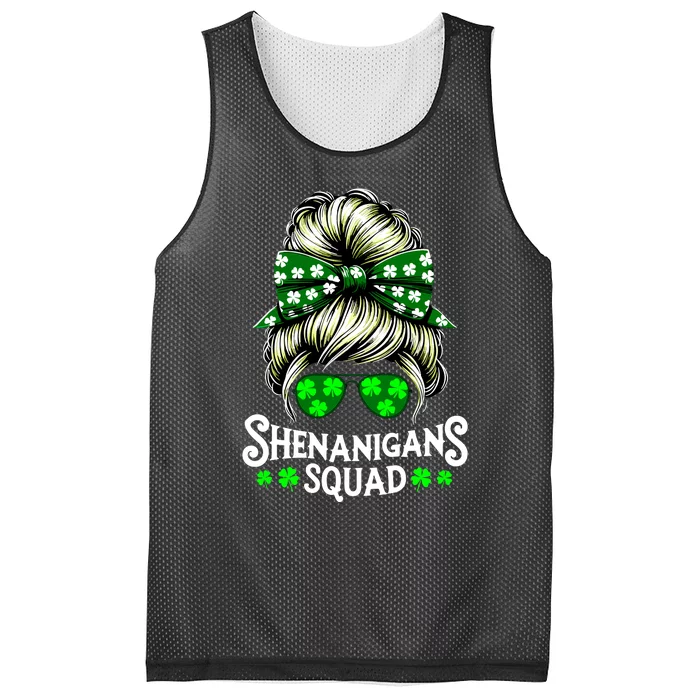 Shenanigans Squad Messy Bun St Patricks Day Mesh Reversible Basketball Jersey Tank