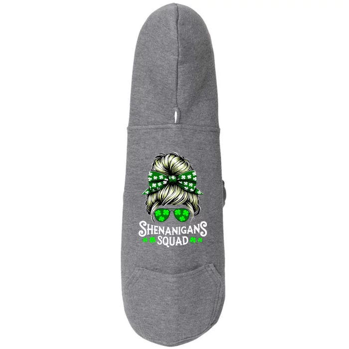 Shenanigans Squad Messy Bun St Patricks Day Doggie 3-End Fleece Hoodie