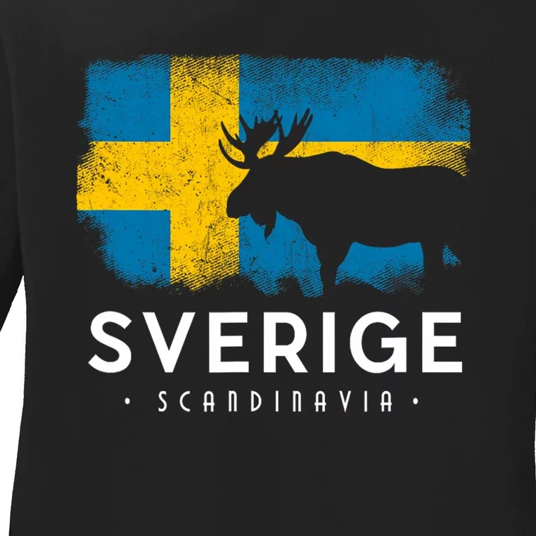 Sverige Scandinavia Midsommar Swedish Flag Sweden Ladies Long Sleeve Shirt