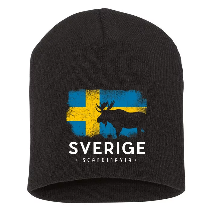 Sverige Scandinavia Midsommar Swedish Flag Sweden Short Acrylic Beanie